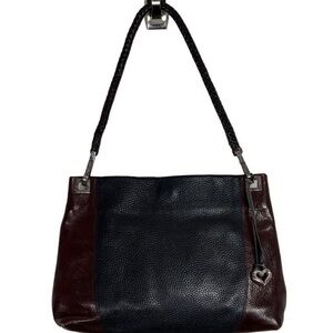 BRIGHTON Charlotte Two Tone Leather Shoulder Bag Black/Brown EUC